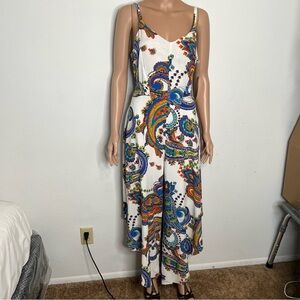 MSK Women's Romper Size Medium Paisley Wide Leg Tie Front Sleeveless New